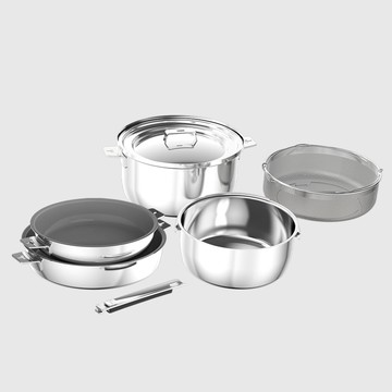 [富擎]THANKFUL 膳夫鋼好鍋系列 - 陶瓷煎鍋+湯鍋 全能組(含可拆手柄*1+24cm共用湯鍋蓋*1)