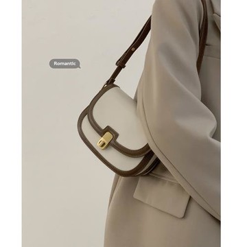 小眾質感腋下包包女2022新款潮撞色復古馬鞍包百搭ins單肩斜挎包