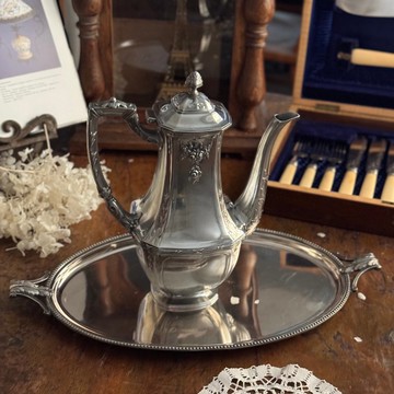 50387-典雅法國古董鍍銀茶壺