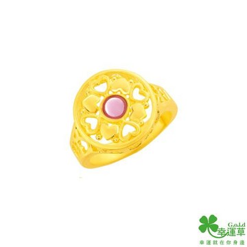 幸運草 滿心歡喜黃金/水晶戒指