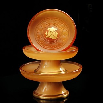 室內佛具古法琉璃供盤銅貢盤佛前水果盤財神爺關公供具果碟789寸