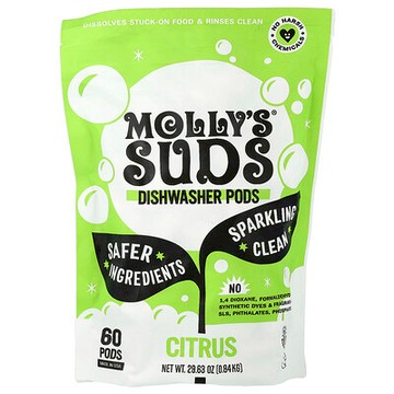 Molly's Suds, 洗碗機凝珠，柑橘香，60 顆，29.63 盎司（0.84 千克）