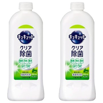 Kao 花王 Cucute 珂珂透 餐具洗碗精補充瓶 綠茶香 370ml  2瓶
