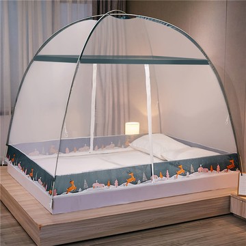 熱銷/免運 免安裝蒙古包防塵頂紋帳中老年家用臥室防摔兒童可折疊加厚文帳子