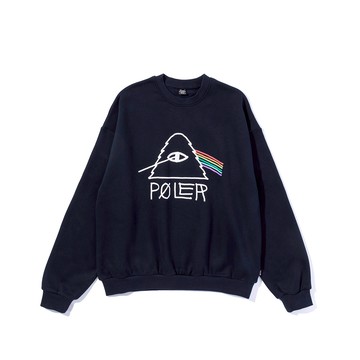日本限定 POLER PSYCHEDELIC CREW 山型眼彩虹經典大學T / 藍色