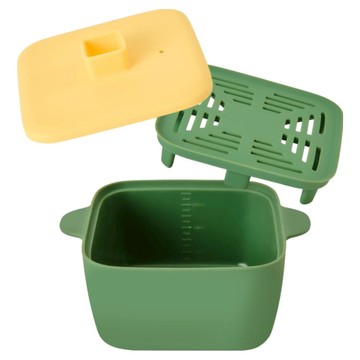 Le made 一餐搞定 矽膠微波多功能蒸鍋 650ml  矽膠碗+瀝水板+蓋子  1個  南瓜