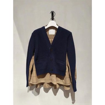 FOG SACAI 日系2024秋冬趙露思同款撞色拼接針織毛衣百搭休閑外套