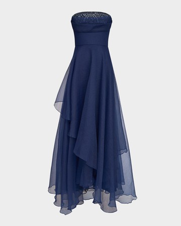 Aubrey Strapless Beaded Organza Gown