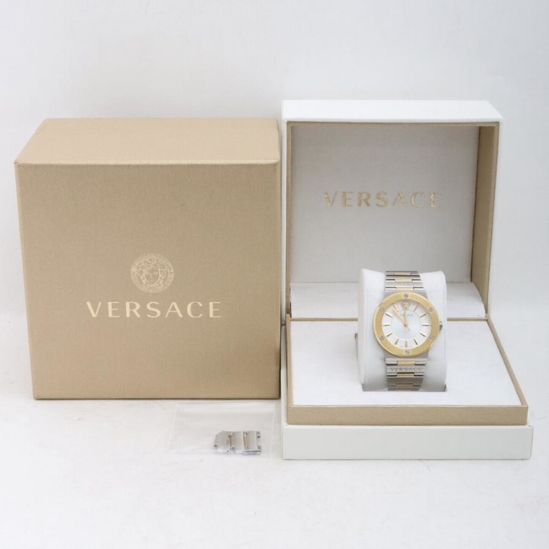 VERSACE☆グレカロゴ MINI レディース ゴールドメタル腕時計-