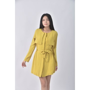 (XS（含）以下) bless韓牌圓領黃色洋裝二手衣