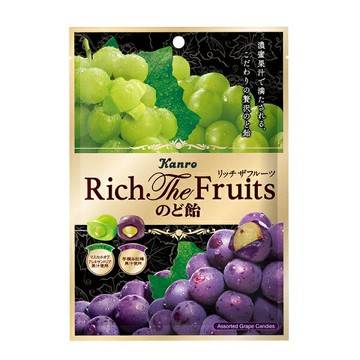 【江戶物語】 KANRO 甘樂 Rich 2種葡萄風味糖 巨峰葡萄/麝香葡萄 硬糖 喉糖 果汁夾心糖 日本原裝進口