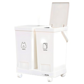 Daily Bloom 一鍵式分類垃圾桶 20L 2入組  白色  41.5 x 24 x 47.2 cm