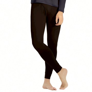 柔暖短絨側開襟9分保暖褲-男款 - M / 黑