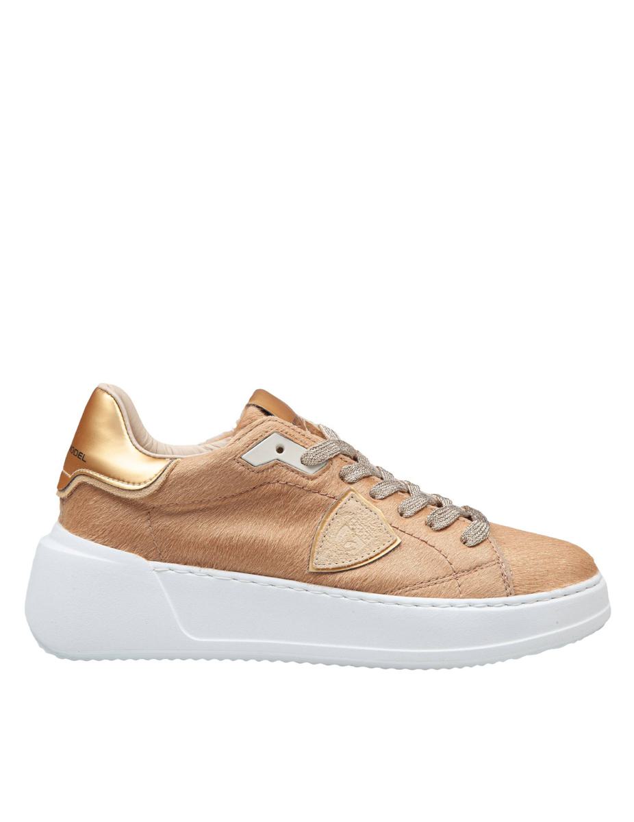 Philippe Model Sneakers In Metallic Pony Skin