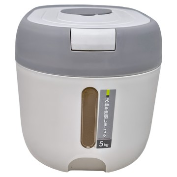 日式一鍵自動彈蓋儲米桶 5KG  30.8 x 19.5 x 18cm  灰白色  1個