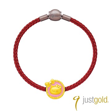 【Just Gold 鎮金店】Pinky Hello Kitty純金串珠 (圓臉蝴蝶結)