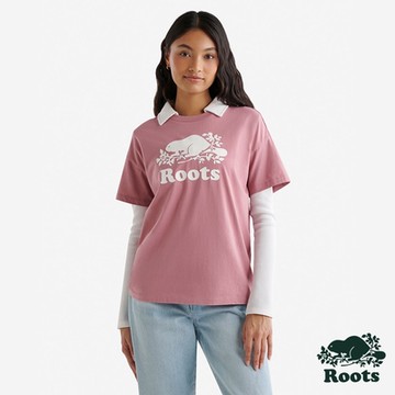 Roots女裝- RELAXED COOPER 短袖上衣-玫瑰粉