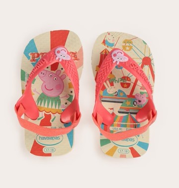 havaianas 哈瓦士 巴西人字拖 寶寶款 Peppa pig 橘 涼鞋 拖鞋 夾腳拖 海灘鞋【南風百貨】
