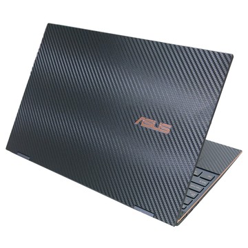 【Ezstick】ASUS UX371 UX371EA 筆電機身貼｜黑色卡夢紋｜上蓋+鍵盤週圍+底部貼