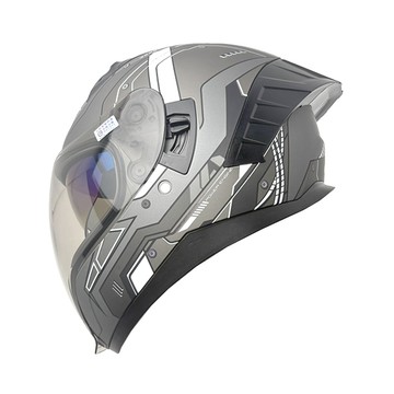 EVO CA-988 全臉雙鏡式全罩 彩繪 引擎 消光灰 金屬齒排扣 電鍍內墨鏡 眼鏡槽 耳機槽 全可拆洗 安全帽 全罩