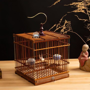 臺灣公司 免運 鳥籠 寵物籠 鸚鵡籠 籠子 【工廠直銷】竹制方籠繡眼長方形鳥籠貝子鳥籠大全金翅雀籠子手提工廠現貨直銷 全館九折 售後保障 店長新品推薦 5m107