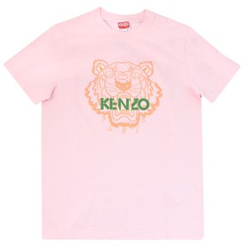 KENZO 經典電繡虎頭圖案厚磅棉質短T恤(淺粉)