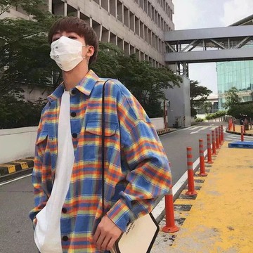 秋冬裝格子襯衫男女 港風潮流復古休閒學生工裝襯中性風2025年小眾襯衫