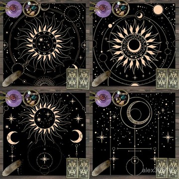 🍒臺灣熱賣🍒神秘宇宙桌布taro月相羅牌塔羅牌推牌布儀式魔法遊戲桌遊專用桌墊