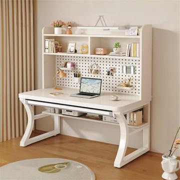【匠俱】書桌-二層款120x50cm(洞洞板書桌書架一體桌 家用臥室學習寫字桌 實木臺式電腦桌 辦公桌-需DIY)