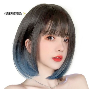 假髮女整頂🍇假髮女短髮自然全頭套式假髮套女仿真人髮絲Lisa同款漸變中長髮空氣瀏海劉海女生假頭髮 顯臉小 整頂式假髮