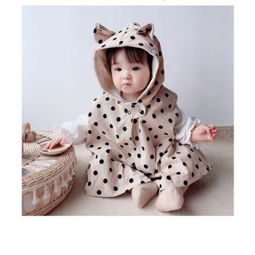 嬰兒披風斗篷加厚秋冬款男女寶寶天鵝絨防風保暖外出披肩加絨外套