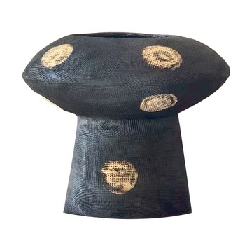 KUIBAO 快豹生活 Kula 幾何波點侘寂花瓶  黑底 + 黃點  19cm x 19cm