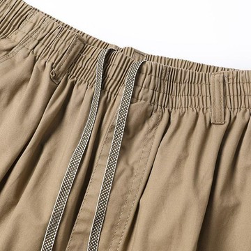 純棉褲男 休閒褲 100%棉四季可穿純棉褲子男款修身直筒休閒褲春秋夏長褲薄款多口袋0730
