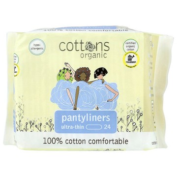 Cottons, 全舒適棉，護墊，超薄，24 片