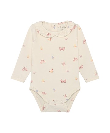 蝴蝶紛飛米色長袖包屁衣86cm