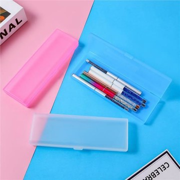簡約半透明磨砂圓款鉛筆盒廠家批發塑料盒學生DIY筆盒文具盒跨境