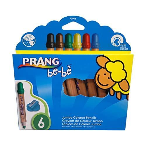 (1 Pack) Prang be-be Jumbo Coloured Pencils, Washable, Includes Sharpener