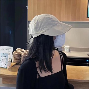 趙露思同款素顏街拍漁夫帽子女防大頭圍遮陽大檐帽透氣薄款