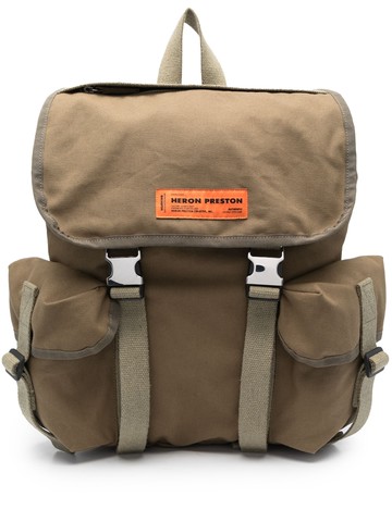 Heron Preston - logo-patch cotton backpack - men - Cotton - One Size - Green