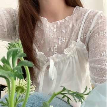 ʜᴀɴɪ ᴍᴏᴏɴ｜韓系小花半透內搭🌼｜唯美半透膚長袖內搭 春夏內搭 小花朵內搭 花花上衣 疊搭必備款 疊穿薄款內搭