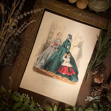 法國百年手工上色19世紀時裝版畫