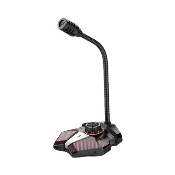 Home Planet USB桌上型彎管式麥克風 360°全向收音 可調音量 降噪 一鍵靜音 電競風格  V-GM01  黑色