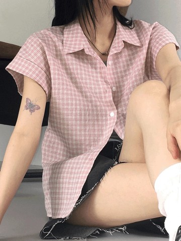 Codibook｜韓國 wonderwonder 休閒粉色短袖棉料polo衫［現貨-粉紅色］襯衫 女裝