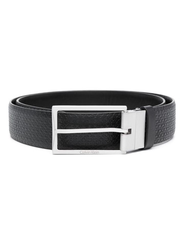Calvin Klein - logo-embossed leather belt - men - Calf Leather - 110 - Black