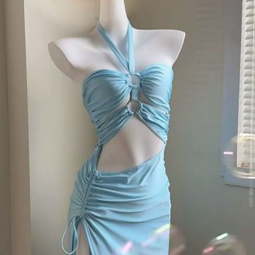 夏季必備🌞 歐美ins性感鏤空長裙分體泳衣女沙灘度假顯瘦遮肉純欲風小胸新款