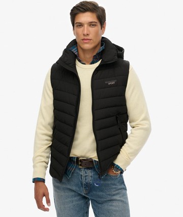 Superdry Men's Hooded Fuji Padded Gilet Black Size: Xxl