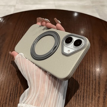 荔枝紋360°旋轉支架 磁吸充 手機殼 適用於 蘋果 iPhone 17 16 15 14 13 Promax 防摔殼
