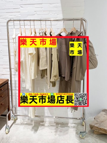 服裝店展示架女裝店不銹鋼貨架衣服架子落地式移動掛衣桿銀色帶輪
