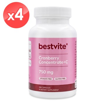 Bestvite 【美國】高濃縮蔓越莓750mg膠囊4瓶組 (100顆*4瓶)