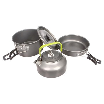 茶壺套鍋 登山鍋具 露營套裝 2人 野炊 飯盒 鍋具組 煎鍋 戶外鍋 折疊鍋  炊具套組  1組